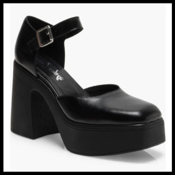 Free People Gwen Mary Jane Leather Platform Heels Shoes Black Size US 8/EU 38.5 - Picture 4 of 16